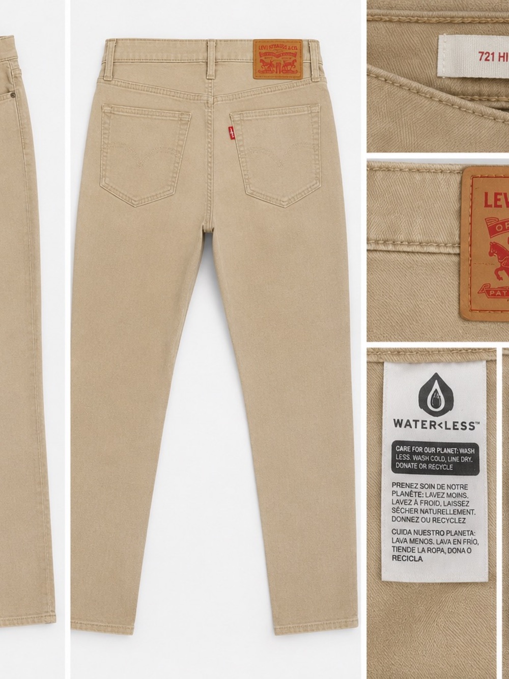 Levi's 721 High Rise Skinny Jeans in Khaki - Picture 2 of 2